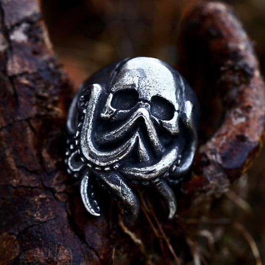 Titanium Steel New Stainless Steel Octopus Skull Ring