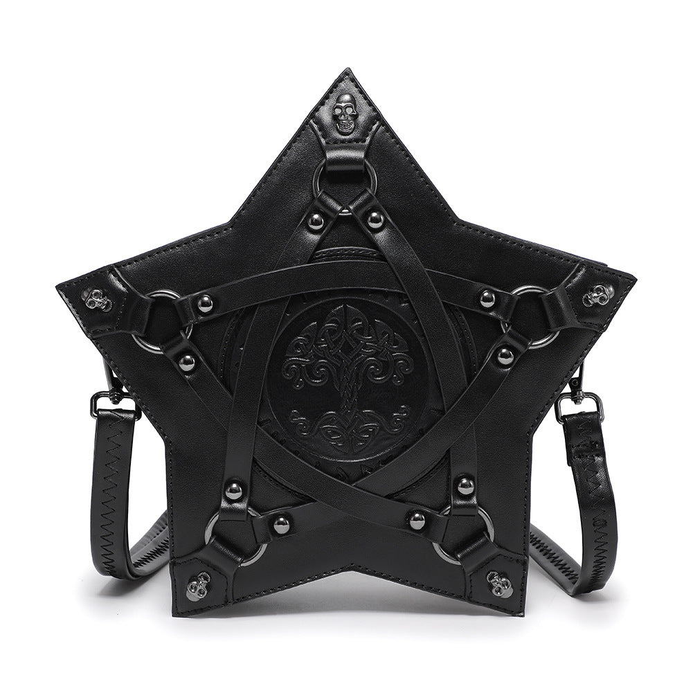 Rucsac crossbody gothic cu relief