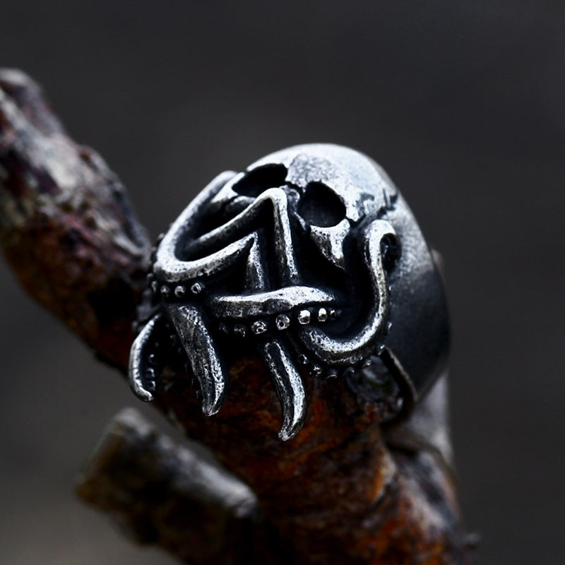 Titanium Steel New Stainless Steel Octopus Skull Ring
