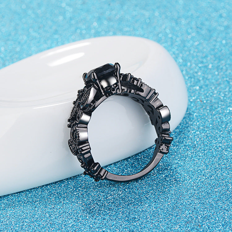 Inel Gothic Black Night cu Zircon
