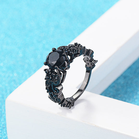 Inel Gothic Black Night cu Zircon