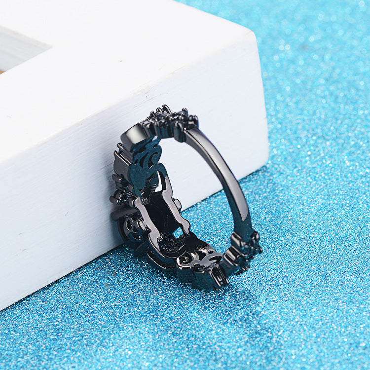Inel Gothic Black Night cu Zircon