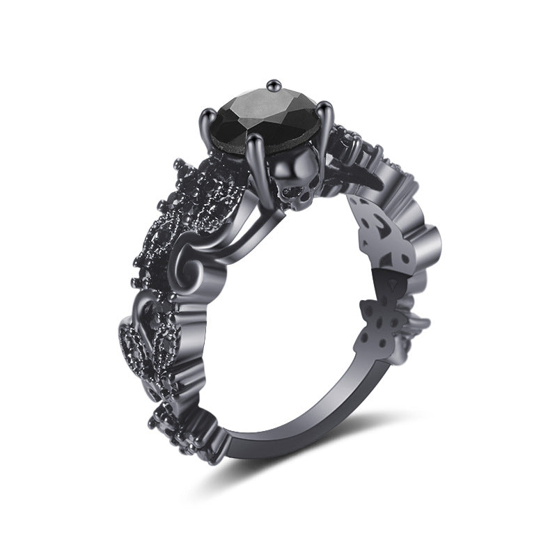 Inel Gothic Black Night cu Zircon