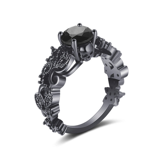 Inel Gothic Black Night cu Zircon