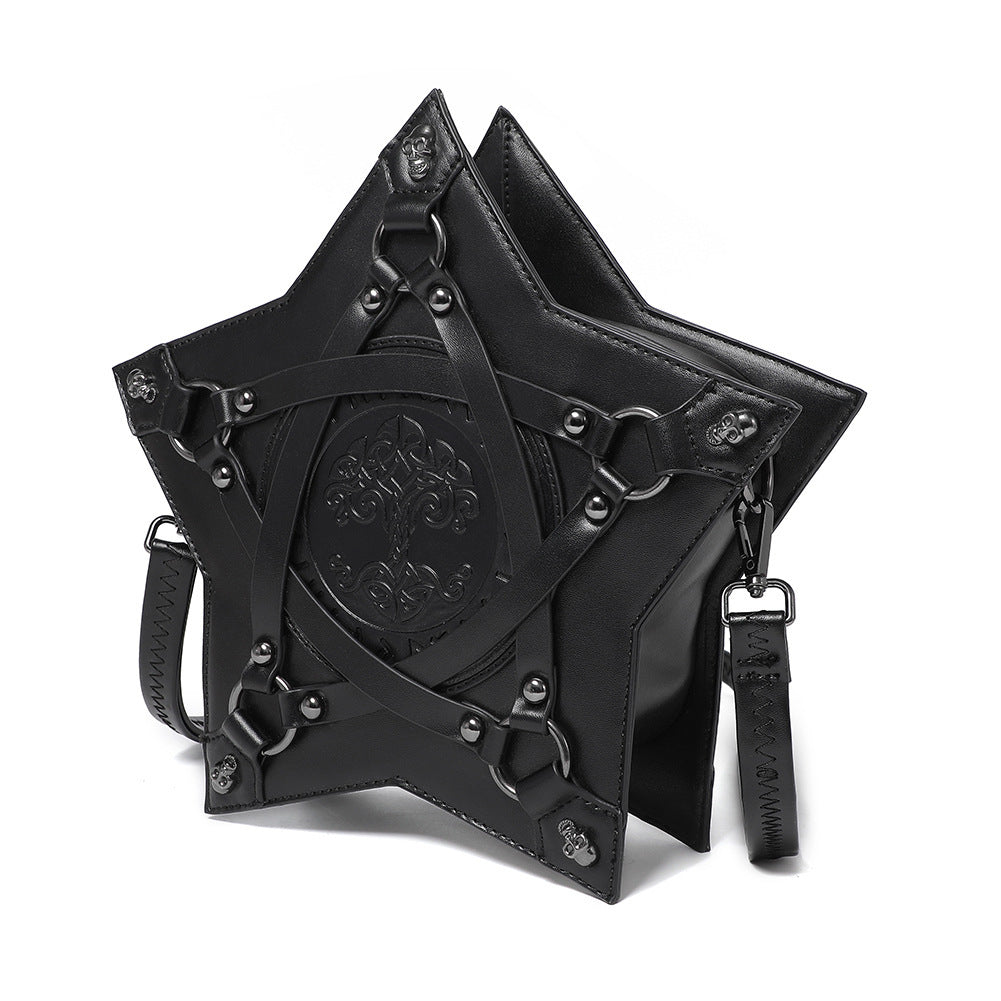 Rucsac crossbody gothic cu relief