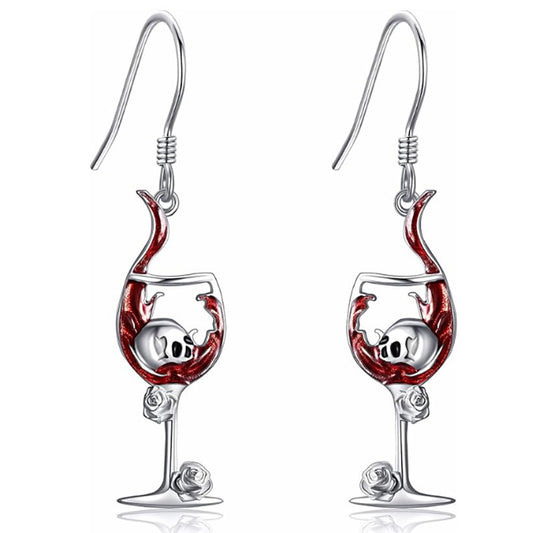 Toast macabru – Cercei Ghost Wine Skull