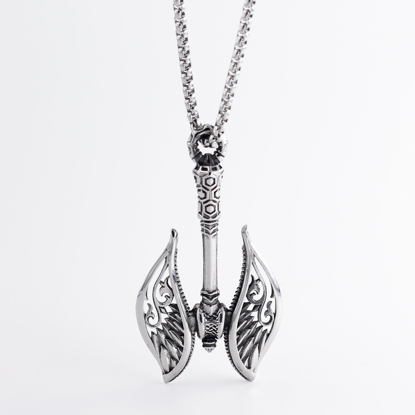 Silver Double Axe Viking Necklace Nordic Charm