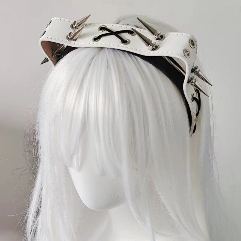 Sharp Claw Kitty Leather Punk Cat Ear Rivet Headband