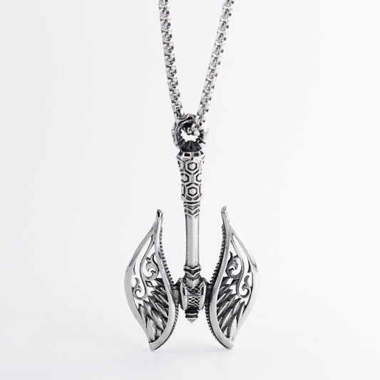 Silver Double Axe Viking Necklace Nordic Charm