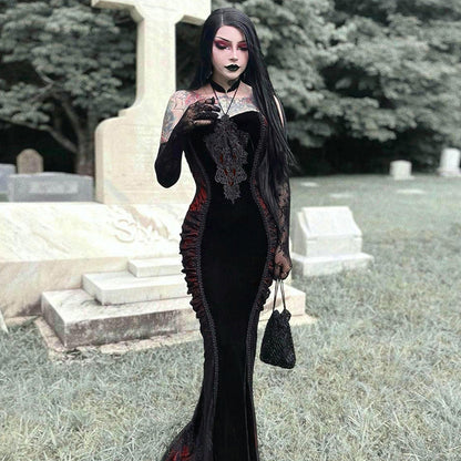 Rochie Gothic Fishtail Contrast