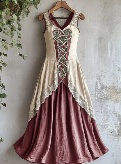Viking Tribal Celtic Knot Art Lace Linen Tank Dress