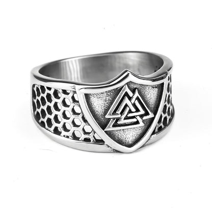 Men's Titanium Steel Ring Viking Triangle Logo Personality Ring No Rust