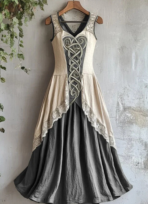 Viking Tribal Celtic Knot Art Lace Linen Tank Dress