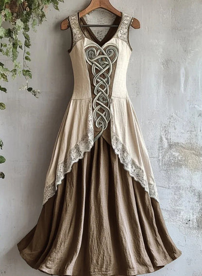 Viking Tribal Celtic Knot Art Lace Linen Tank Dress