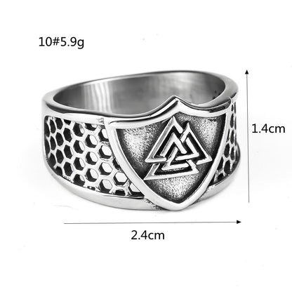 Men's Titanium Steel Ring Viking Triangle Logo Personality Ring No Rust