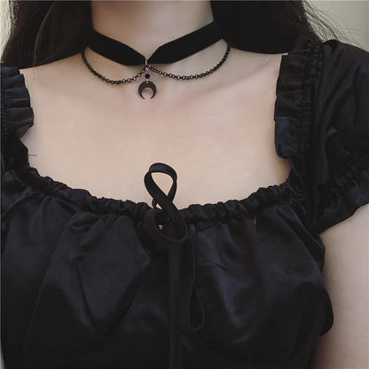 Semiluna Întunecată – Choker Gothic Negru