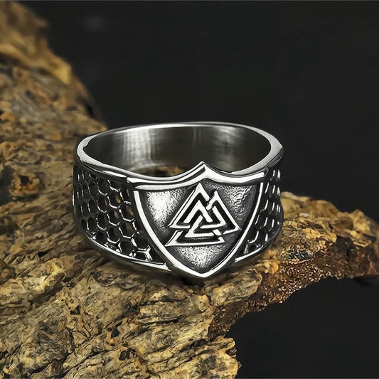 Men's Titanium Steel Ring Viking Triangle Logo Personality Ring No Rust