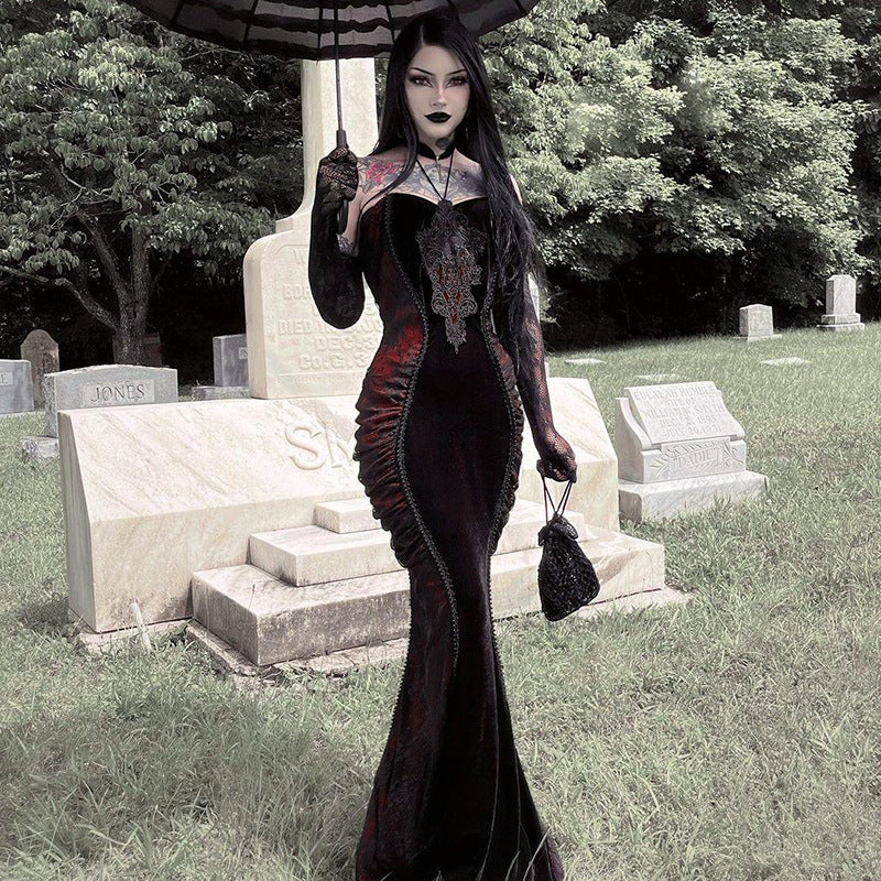 Rochie Gothic Fishtail Contrast