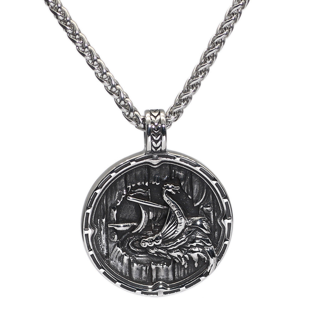 Viking Pirate Ship Stainless Steel Punk Hip Hop Necklace