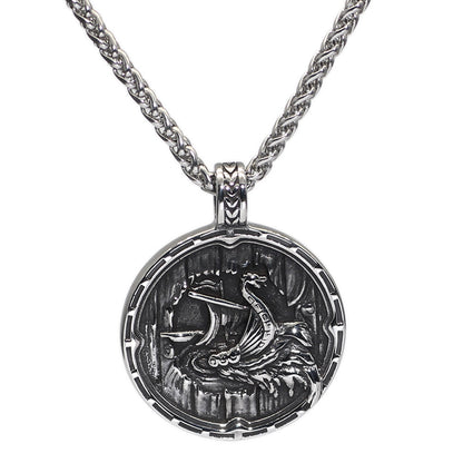 Viking Pirate Ship Stainless Steel Punk Hip Hop Necklace