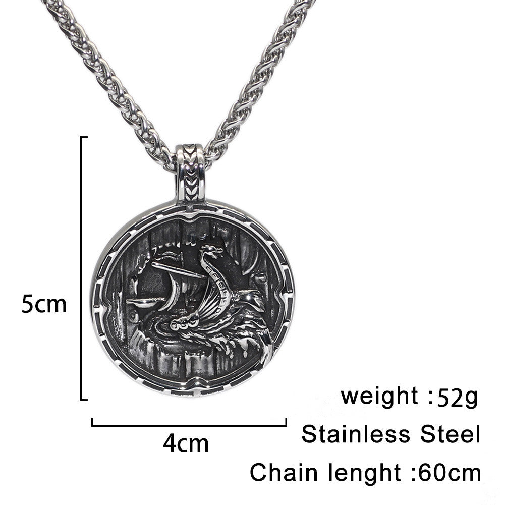 Viking Pirate Ship Stainless Steel Punk Hip Hop Necklace