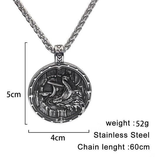Viking Pirate Ship Stainless Steel Punk Hip Hop Necklace