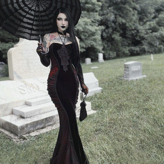 Rochie Gothic Fishtail Contrast