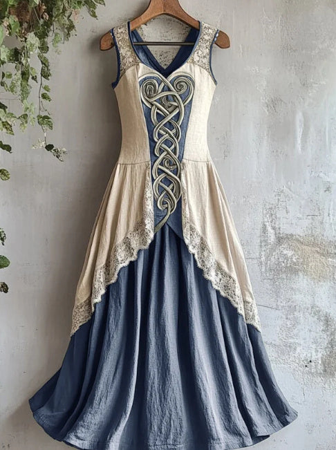 Viking Tribal Celtic Knot Art Lace Linen Tank Dress