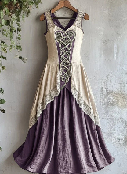 Viking Tribal Celtic Knot Art Lace Linen Tank Dress